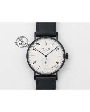 Tangente DLC Case White Dial On Black Leather Strap A2813