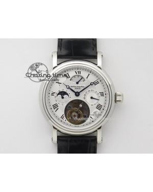 Grand Complications AXF Best Edition SS White Dial Moonphase (Left) On Black Leather Strap