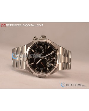 Overseas Dual Time Black Dial Steel Watch - 47450/B01A-9226
